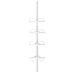 SONGMICS Duş rafı, 85-305 cm yüksekliği ayarlanabilir, 4 tepsili banyo rafı, duş köşesi, delme gerektirmez, beyaz BCB001A