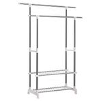 Songmics Elbise Askısı, 95-172 cm Ayarlanabilir 2 Ayakkabı Raflı, Paslanmaz Çelik Kaplama Borular, Llr03W