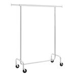 SONGMICS elbise askısı, tekerlekli elbise askıları, metalden yapılmış portmanto, 130 kg'a kadar yüklenebilir, uzunluk 110-150 cm, krom kaplama, HSR11S