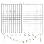 Songmics Fotoğraf Teli, 2'li Set, Duvar Dekoru, Çok Fonksiyonlu Duvar Teli, Duvar Izgarası, Diy, S Kancalı, Mandal ve Hasır Ipli, Siyah Lpp02H