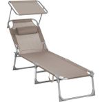 Songmics GCB192K01 Şezlong, Katlanabilir, 193 x 53 x 29 Cm, Taşıma Kapasitesi 150 Kg, Güneşlik ve Eğ - Renkli