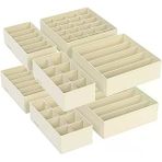 Songmics İç Çamaşırı Düzenleyici 8'Li Set, Çekmece Düzenleyici, Katlanabilir, Elbise Dolabı, Saklama Kutusu, Kumaş Kutular, Saklama, Sütye