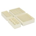 Songmics İç Giyim Saklama Kutuları, Çekmece Organizatörü, Dolap Organizeri, Katlanabilir, Sütyen, İç Çamaşırı, Çorap, Kravat İçin Katlanır Kutu, Kumaş Kutu 4'lü Set Bej Rus04M