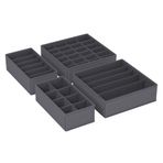 Songmics İç Giyim Saklama Kutuları, Çekmece Organizatörü, Dolap Organizeri, Katlanabilir, Sütyen, İç Çamaşırı, Çorap, Kravat İçin Katlanır Kutu, Kumaş Kutu 4'lü Set Gri, Rus04Gy