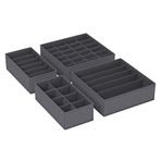 Songmics İç Giyim Saklama Kutuları, Çekmece Organizatörü, Dolap Organizeri, Katlanabilir, Sütyen, İç Çamaşırı, Çorap, Kravat İçin Katlanır Kutu, Kumaş Kutu 4'lü Set Gri, Rus04Gy