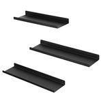 SONGMICS metal duvar rafları, 3'lü set, yüzer raflar, endüstriyel tasarım, duvar panoları, dekorasyon için, resim çerçeveleri, rafları takmak için 6 vidalı, farklı düzenler, siyah LFS12BK