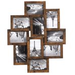 SONGMICS resim çerçevesi kolajı, her biri 10 x 15 cm (4 x 6 inç) 10 fotoğraf için, MDF'den yapılmış, montaj gerekli, eski kahverengi RPF020X01
