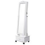 Songmics Tekerlekli ve Led Aydınlatmalı Kilitlenebilir Mücevher Dolabı, Beyaz, Jbc61W