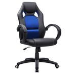 Songmics Yarış Koltuğu, Ofis Koltuğu, Oyuncu Koltuğu, Yönetici Koltuğu, Döner Sandalye, Poliüretan, Siyah/Mavi, Obg56L