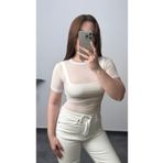 songül özdeş Kısa Kollu Yuvarlak Yaka Transparan Body