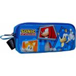 Sonic Desenli Kalem Kutu, Çift Bölmeli Kalem Kutu, Kalemlik, Kalem Kutu, Sonik, Sonic - 06550-Mavi - 20CM