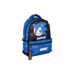 Sonic The Hedgehog Büyük Boy 3 Bölmeli Mini Cepli Çocuk Okul Sırt Çantası Siyah