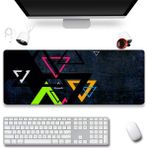 Sonic Touch Geometrik Renkli Üçgen Desenler Gamer Oyuncu Dikişsiz Sıvı Geçirmez Klavye Mouse Pad 32X70CM - Siyah