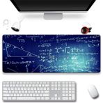 Sonic Touch Mavi Geometri Tahtası Gamer Oyuncu Dikişsiz Sıvı Geçirmez Klavye Mouse Pad 32X70CM