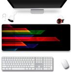 Sonic Touch Soyut Renkli Çizgiler Gamer Oyuncu Dikişsiz Sıvı Geçirmez Klavye Mouse Pad 32X70CM - Siyah