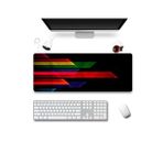 SonicTouch Renkli Soyut Çizgiler Gamer Oyuncu Dikişsiz Sıvı Geçirmez Klavye Mouse Pad 32x70Cm