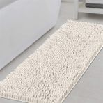 Şönil Banyo Halıları Kaymaz Emici Tüylü Banyo Yolluğu Makinede Yıkanabilir Peluş Paspas Küvet ve Banyo için Mükemmel (Fildişi 120 x 43 cm)