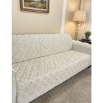 Şönil Bohem Kutu Desen Kaymaz Koltuk Örtüsü 180X220 cm | 3 Kişilik Kanepe, Çekyat Örtüsü - 180 x 215 cm - Taş