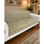 Şönil Bohem Kutu Desen Kaymaz Koltuk Örtüsü 180X220 cm | 3 Kişilik Kanepe, Çekyat Örtüsü - 180 x 215 cm - Vizon