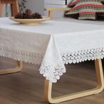 Şönil Dantel Masa Örtüsü - Dikdörtgen, Leke Tutmaz ve Kırışmaz, Bakımı Kolay Kumaş - 150x200 cm, Bej ve Gri Zarif Yemek Dekoru için Seçenekler