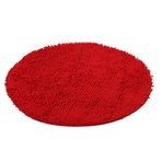 Şönil Yuvarlak Banyo Halısı Kaymaz Emici Yumuşak Mikrofiber Mat 160 cm (63 inç) Çapında Yatak Odası ve Banyo için Halı Peluş Zemin Paspası Kırmızı