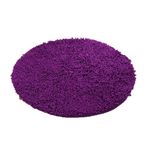 Şönil Yuvarlak Banyo Halısı Kaymaz Yumuşak Mikrofiber Banyo Paspası Yatak Odası ve Banyo için Emici Zemin Paspası Koyu Mor 120 cm (47 inç) Çap