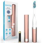 Sonisk Pulse | Akülü Elektrikli Diş Fırçası | Sonic Teknolojisi | 1x Pil, 2X Fırça Başlığı, 1x Seyahat Çantası Dahildir | Dakikada 31.000 Vuruş | Taşınabilir Boyut | Pembe Altın