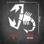Sönmez Sticker Akrep Sticker Model 2 - Çamurluk Sticker - Oto Sticker - Araba Sticker - Araç Sticker - Cam Sticker - 15cm X 14cm - Beyaz