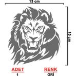 Sönmez Sticker Aslan Sticker Model 1 - Oto Sticker - Araba Sticker - Araç Sticker - Araba Aksesuar - Cam Sticker - 13cm X 15cm - Gri