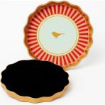 sonnenflügel 2'li Set Love Birds Kuş Desenli Gold Detaylı Sunum Tepsisi Büyük Küçük Boy 2 Adet Luxury - Kırmızı