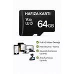 SONREİR 64GB V30 Hafıza Kartı Araç ve Güvenlik Kamerası Video Kayıt Class 10 100MB/s Micro SD Kart