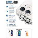 Sonreir iPhone 11 / 12 / 12 Mini Açık Gri Metal Kamera Lens Koruyucu Safir Cam Ultra Net HD