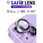 Sonreir iPhone 13 / 13 Mini Purple Mor Metal Kamera Lens Koruyucu Safir Cam Ultra Net HD