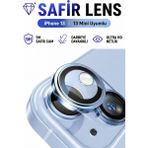Sonreir iPhone 13 / 13 Mini Sierra Mavi Metal Kamera Lens Koruyucu Safir Cam Ultra Net HD