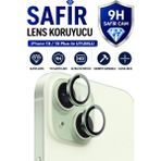 Sonreir iPhone 15 / 15 Plus Yeşil Metal Kamera Lens Koruyucu Safir Cam Ultra Net HD
