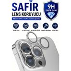 Sonreir iPhone 15 Pro / 15 Promax Beyaz Titanyum Metal Kamera Lens Koruyucu Safir Cam Ultra Net HD