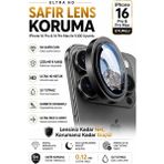 Sonreir iPhone 16 Pro / 16 Promax Siyah Metal Kamera Lens Koruyucu Safir Cam Ultra Net Hd
