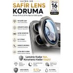 Sonreir iPhone 16 Pro / 16 Promax Titanyum Gri Metal Kamera Lens Koruyucu Safir Cam Ultra Net Hd