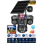 SONREİR RX66G 3 Kameralı 4G Sim Kartlı Solar Güvenlik Kamerası Dış Mekan Gece Görüşlü Güneş Panelli Kamera 1 Ay Sim Kart Dahil
