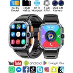 Sonreir Watch PG Ultra 4G LTE Sim Kartlı Akıllı Saat 16GB Android Telefon Özellik WiFi GPS NFC 8MP Kameralı - 46 mm - Siyah - Renk