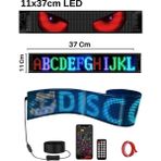 Sonreirr 11x37 cm Matrix Led Ekran Esnek APP Telefon Kontrollü Cama Yapışan Araba, Kamyon, Dükkan Şeytan Gözler, Kayan Yazı, Emoji Özellikli Su Geçirmez Bluetooth Tabela - 110x370mm