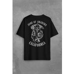 Sons Of Anarchy California Skull Hayalet Sırt Ön Baskılı Oversize Tişört Unisex T-Shirt