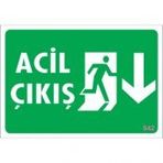 Sönsan Uyarı Levhaları "acil Çıkış Aşağı" Pvc 17,5*25