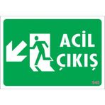 Sönsan Uyarı Levhaları "acil Çıkış Sol Aşağı " Pvc 17,5*25