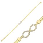 Sonsuzluk Altın Bileklik Ezme Zincir 18-22 Cm