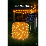 sonx 100 Led 10 Metre Sarı Flex Peri Led Işık Güneş Enerjili Solar Bahçe Balkon Ağaç Lambası Aydınlatması