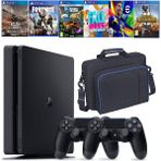 SONY 1 TB Slim Kasa Playstation 4 Oyun Konsolu 6 Oyunlu 2 Kollu İthalatçı Garantili - 2.Kol Oyun Konsolu - Siyah