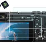 Sony Alpha A6000 A6400 A6600 A6300 A5000 NEX-3 NEX-5 NEX-6 NEX-7 Kamera için Sıcak Ayakkabı Kapaklı Ekran Koruyucu, HUIPUXIANG 0,3 mm Yüksek Çözünürlüklü 9H Sertlik Optik LCD Premium Cam Koruyucu Kapak (A6500/A5100 için DEĞİL) [2+3 Paket]