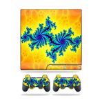 Sony Playstation 3 PS3 Slim Skins + 2 Controller Skins Sticker Fraktal Works ile Uyumlu MightySkins Kaplama