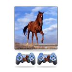 Sony Playstation 3 PS3 Slim Skins + 2 Controller Skins Sticker Horse ile Uyumlu MightySkins Kaplama